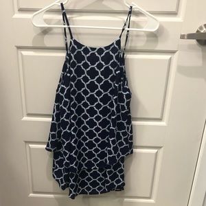 Emmelee Navy Blue and White Tank- Size Medium